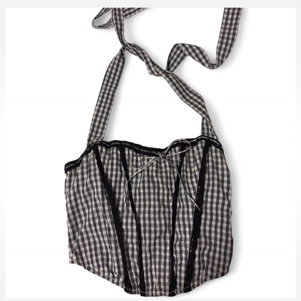Black and White Checkered Corset Top